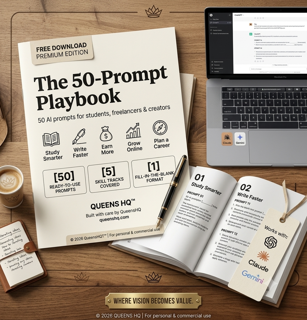 The 50-Prompt Playbook — AI Prompts for Students, Freelancers & Creators